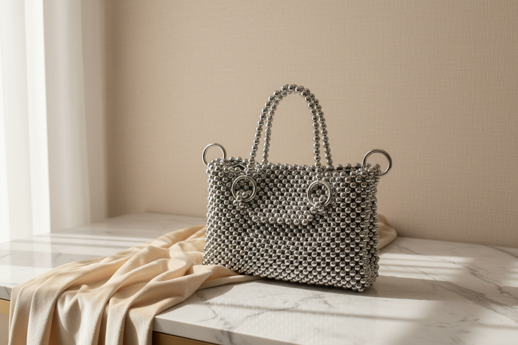 Silver Beaded Bag 🩶