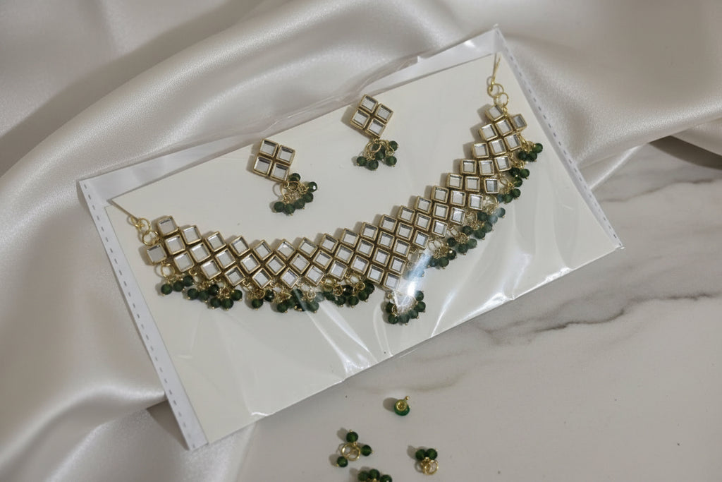 Kundan stone necklace with earrings 🌼